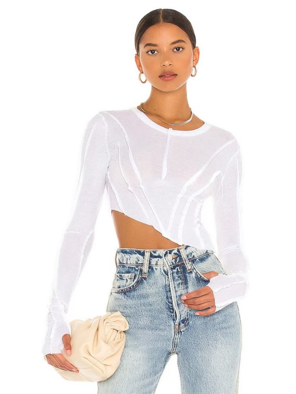 SAMI MIRO VINTAGE Asymmetric Baby Rib Tee in White